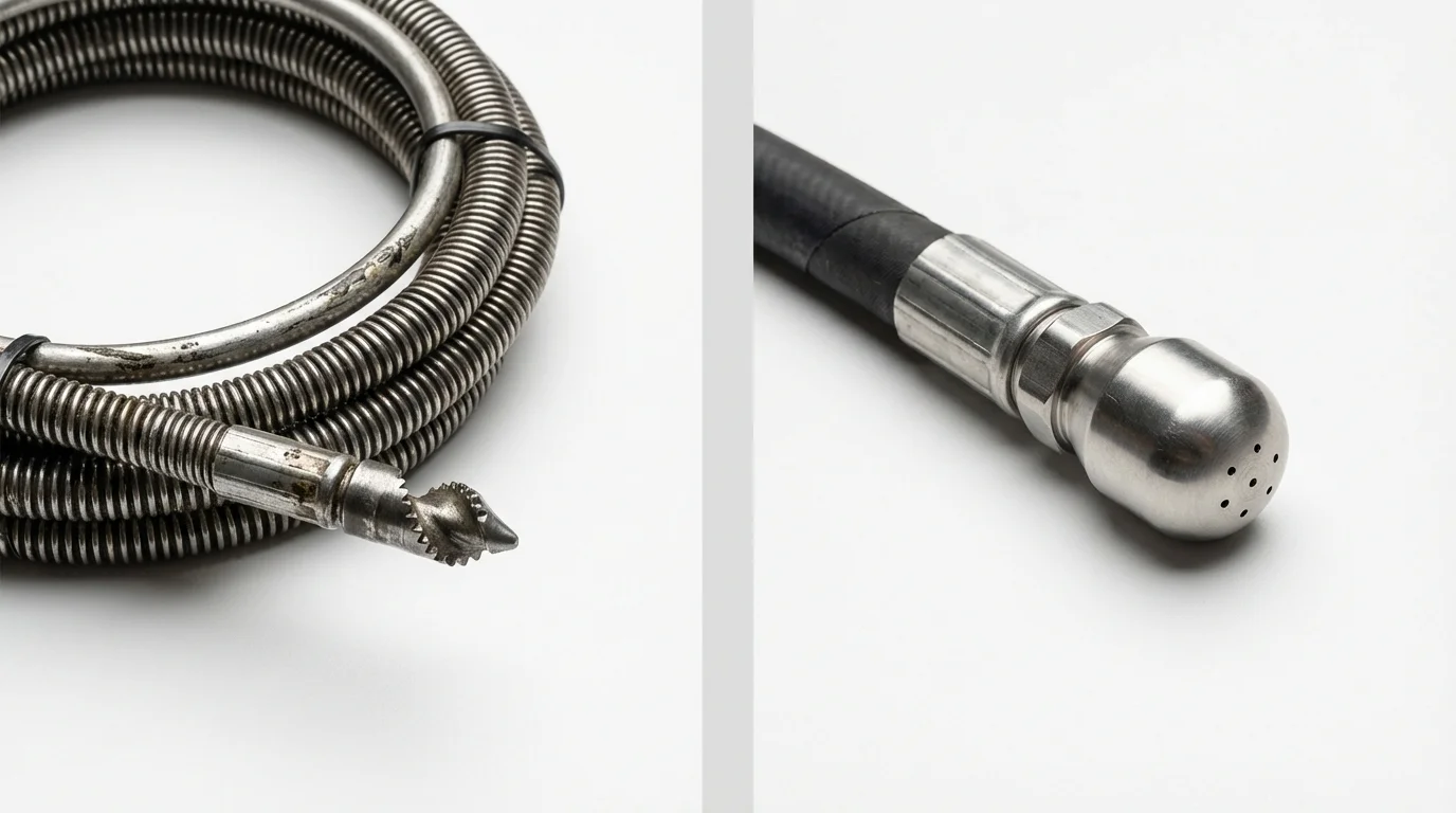 Drain snake cable and hydro jetting nozzle used for drain cleaning in Winona, MO