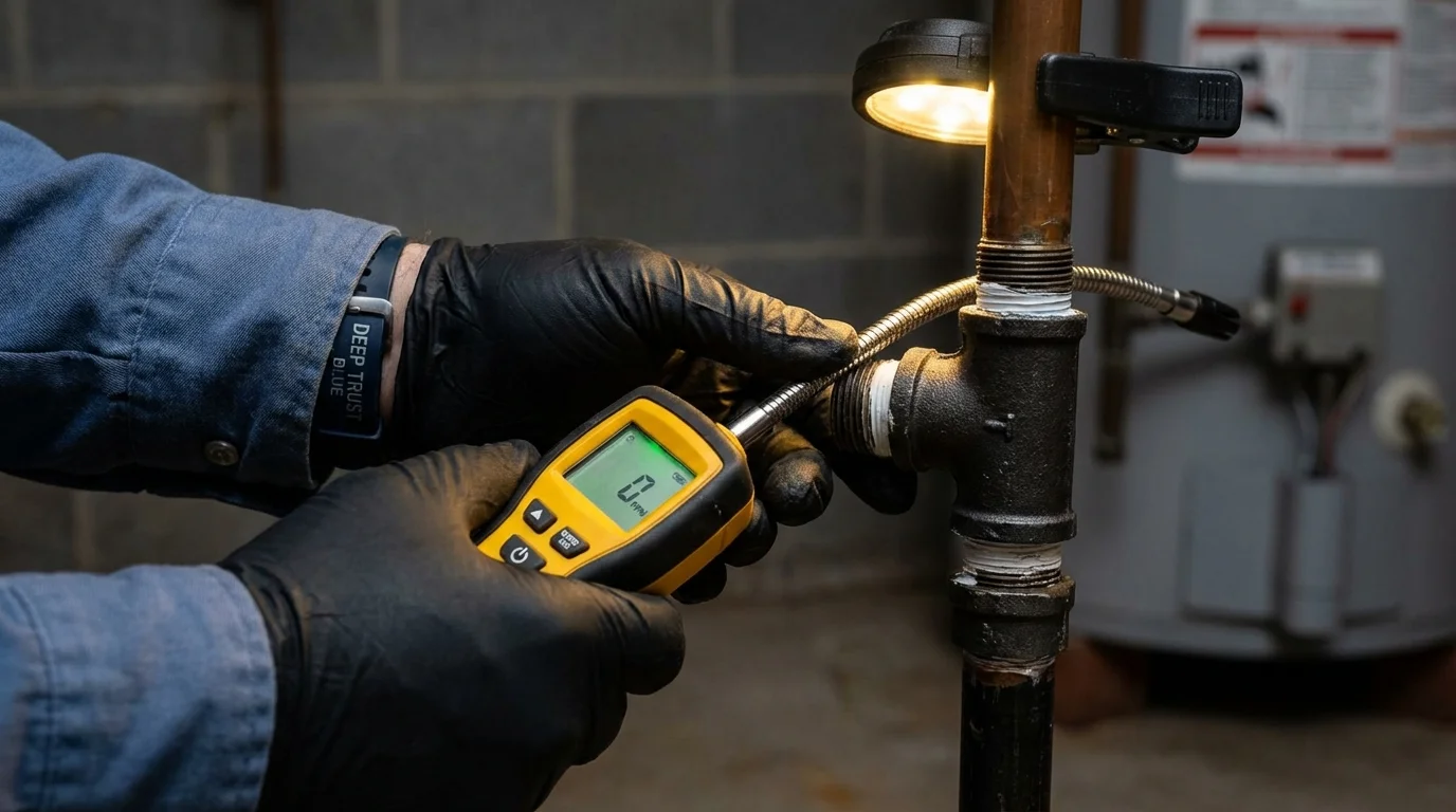 Gas leak detection with electronic sniffer by Johns Plumbing LLC in Winona